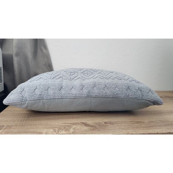 Pier 1 Lumbar Throw Pillow Blue Textured Woven Chunky Raised Minimalist Solid - Picture 6 of 6